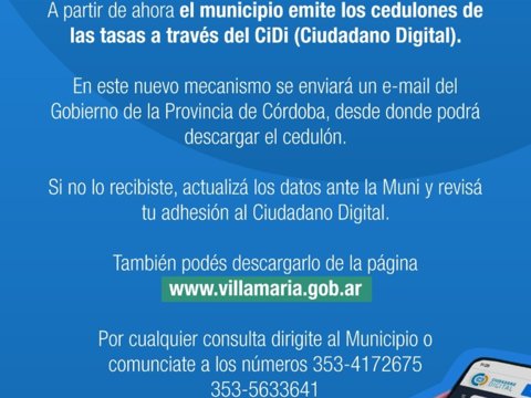 Modernización del estado local: Ya se encuentra en funcionamiento el Cedulón Digital