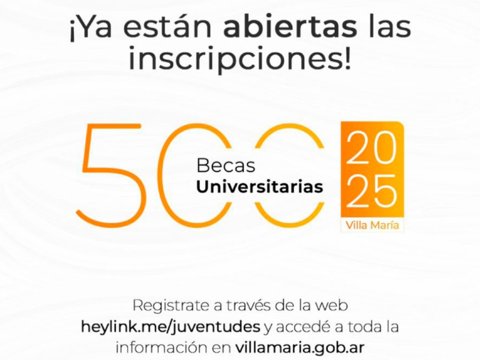 La municipalidad recuerda que están abiertas las inscripciones para las 500 becas destinadas a estudiantes de nivel superior