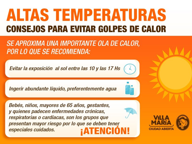 Altas temperaturas: Recomendaciones para evitar golpes de calor