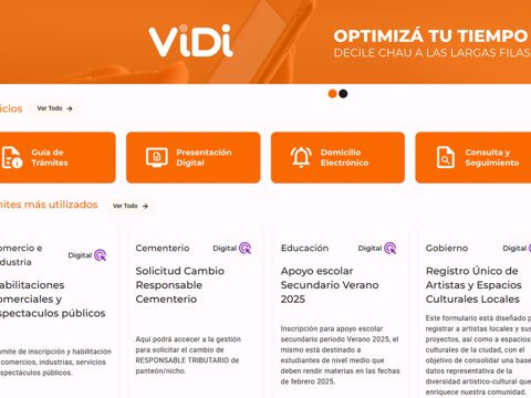 Más Innovación: el sistema web Villa María Digital (ViDi) registra más de 3.200 trámites en 2025