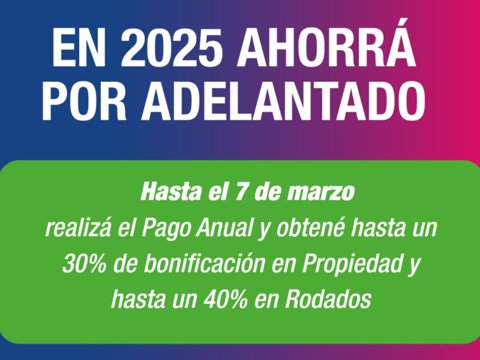 Hasta el viernes 7 se puede realizar el pago anual de tasas municipales con bonificaciones de hasta el 40%