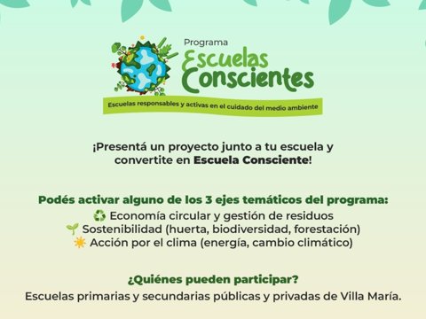 El municipio invita a participar del programa “Escuelas Conscientes”