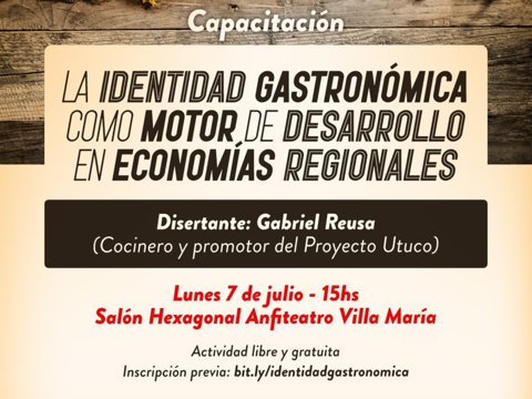 Se realizará una capacitación gastronómica sobre identidad regional