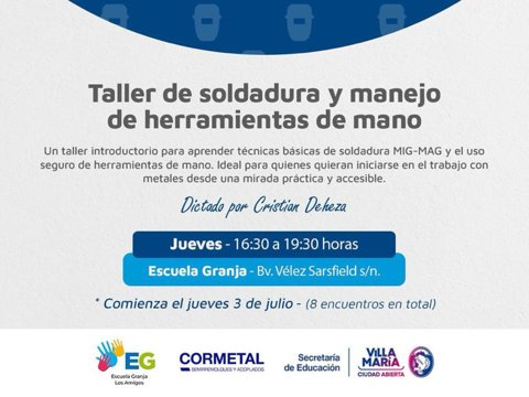 La Escuela Granja ofrecerá un taller de soldadura y herramientas de mano