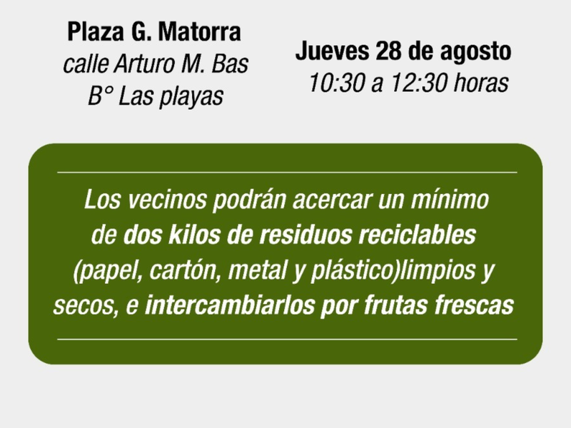 El municipio invita a participar de una nueva edición del “Canje Saludable” y una jornada de forestación