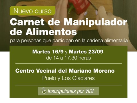 Nuevo curso para obtener el Carnet de Manipulador de Alimentos