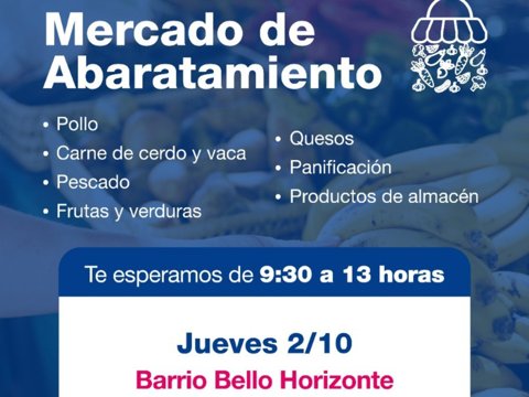 El Mercado de Abaratamiento llega este jueves a barrio Bello Horizonte