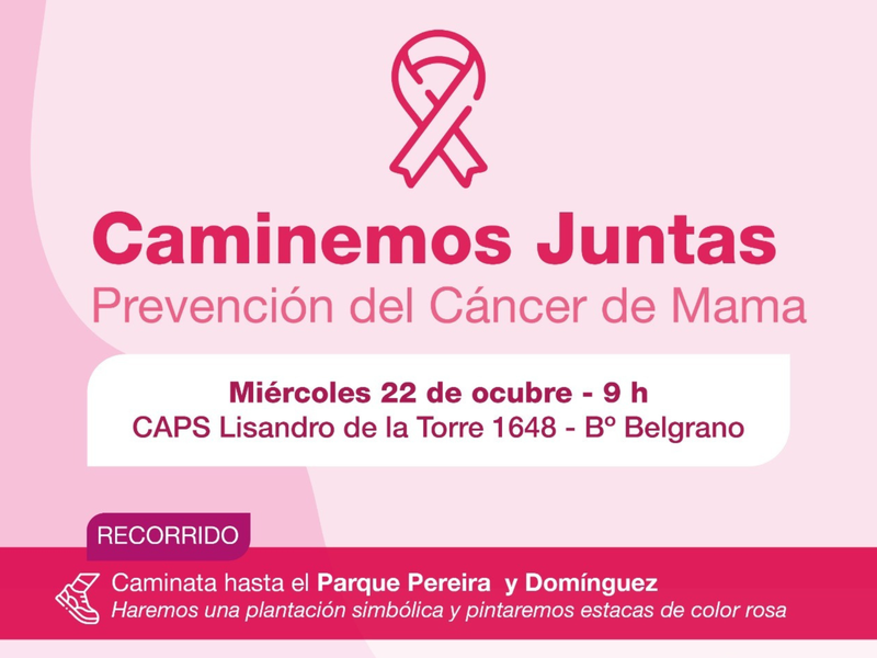 El municipio invita a participar de la Caminata por la Prevención del Cáncer de Mama