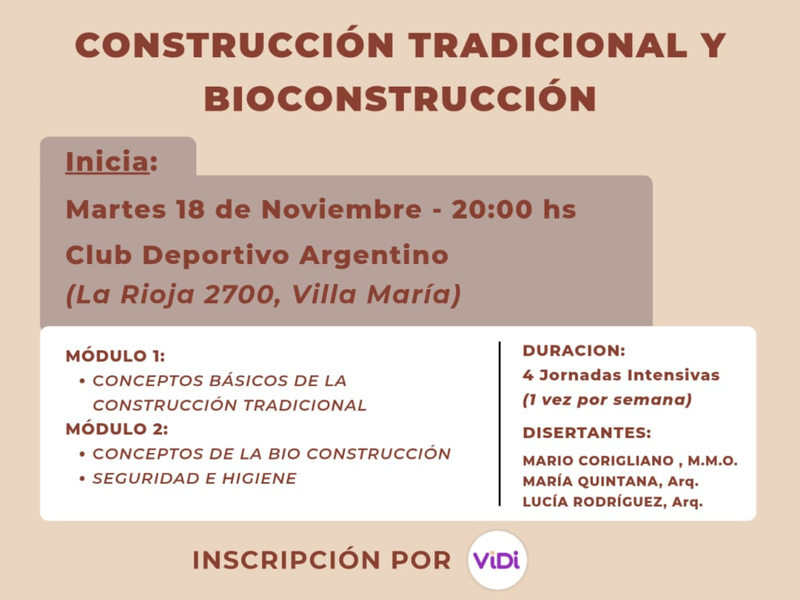 Mañana comienza una nueva capacitación en construcción tradicional y bioconstrucción
