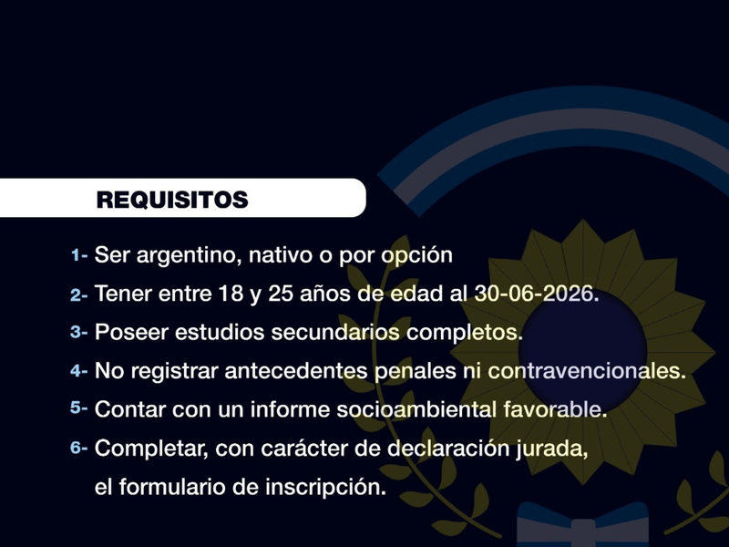 Continúan abiertas las inscripciones para la Escuela de Oficiales de Policía “Don josé de San Martín”