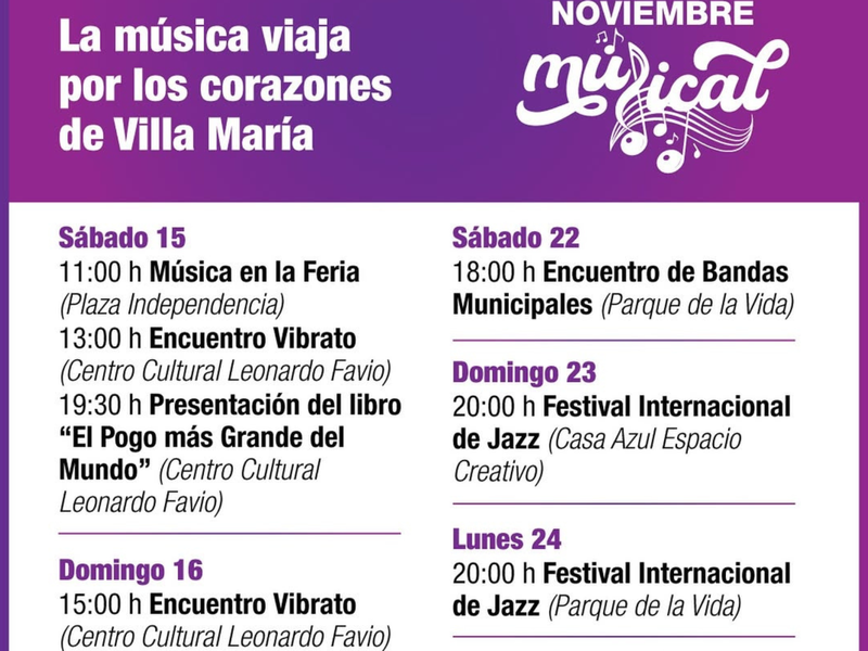 Villa María vive un “Noviembre Musical” con propuestas para toda la comunidad