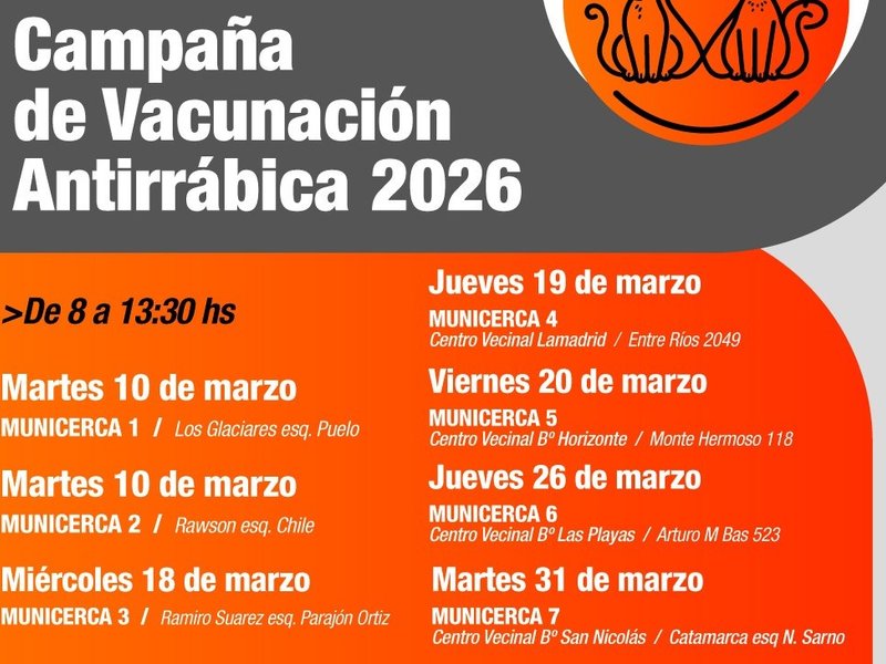 Campaña gratuita de vacunación antirrábica en los MuniCerca