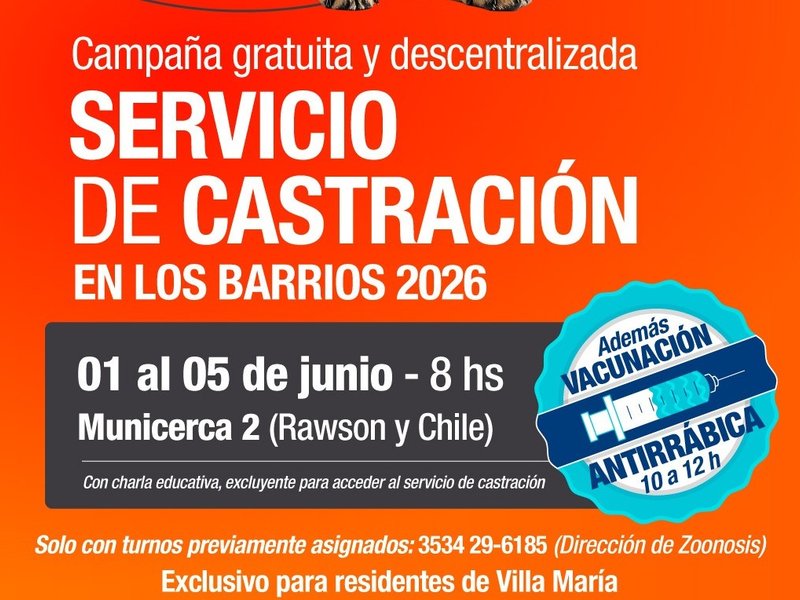 Continúa la campaña gratuita y descentralizada de castración y vacunación antirrábica para mascotas