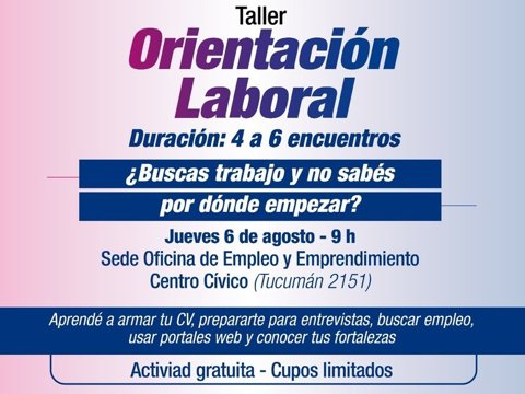 El municipio brindará un taller gratuito de orientación laboral para quienes buscan empleo