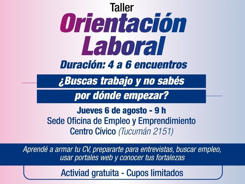 El municipio brindará un taller gratuito de orientación laboral para quienes buscan empleo