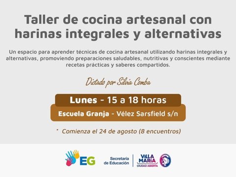 La Escuela Granja abrió las inscripciones para la segunda edición del taller de cocina artesanal