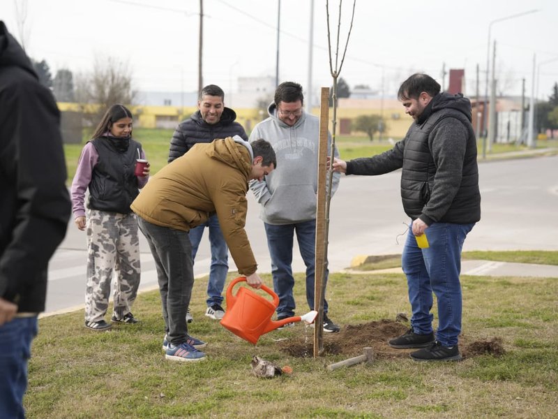 En conmemoración del día del árbol en el ámbito municipal, se plantaron 30 fresnos rojos en el Bulevar España
