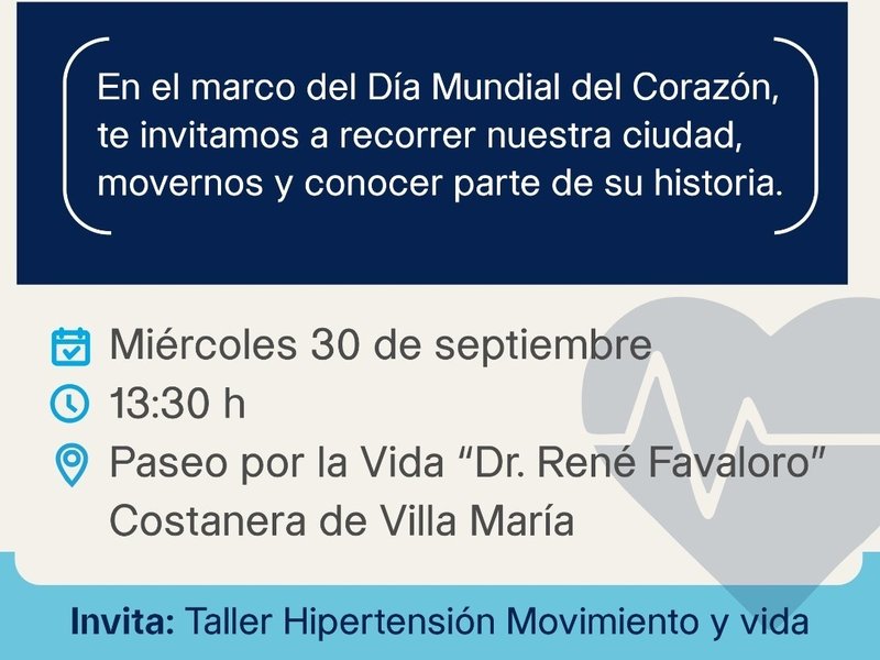“Villa María. Historia y Corazón”: el municipio invita a participar de una bicicleteada para promover el cuidado cardiovascular