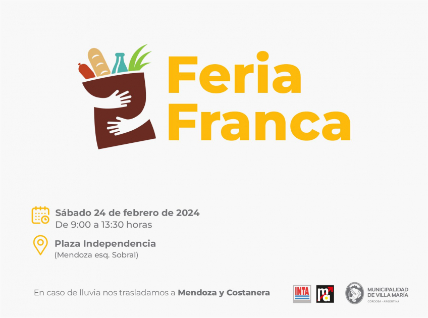 Villa María: Mañana habrá Feria Franca en Plaza Independencia