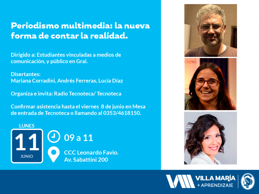Villa María: La Tecnoteca organiza una charla sobre periodismo multimedia y la nueva forma de contar la realidad