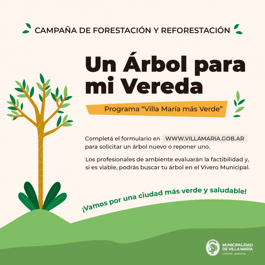 Villa María: El Municipio lanza la propuesta “Un árbol para mi vereda”