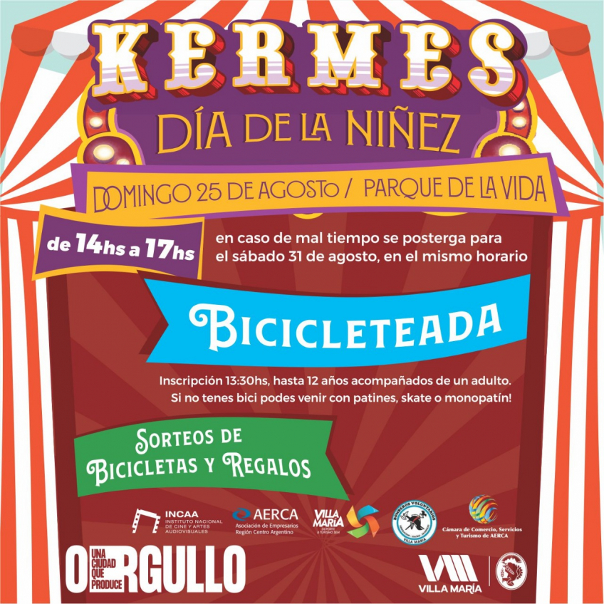 Villa María: El domingo, el Parque de la Vida será escenario de la Kermés por el Día de la Niñez
