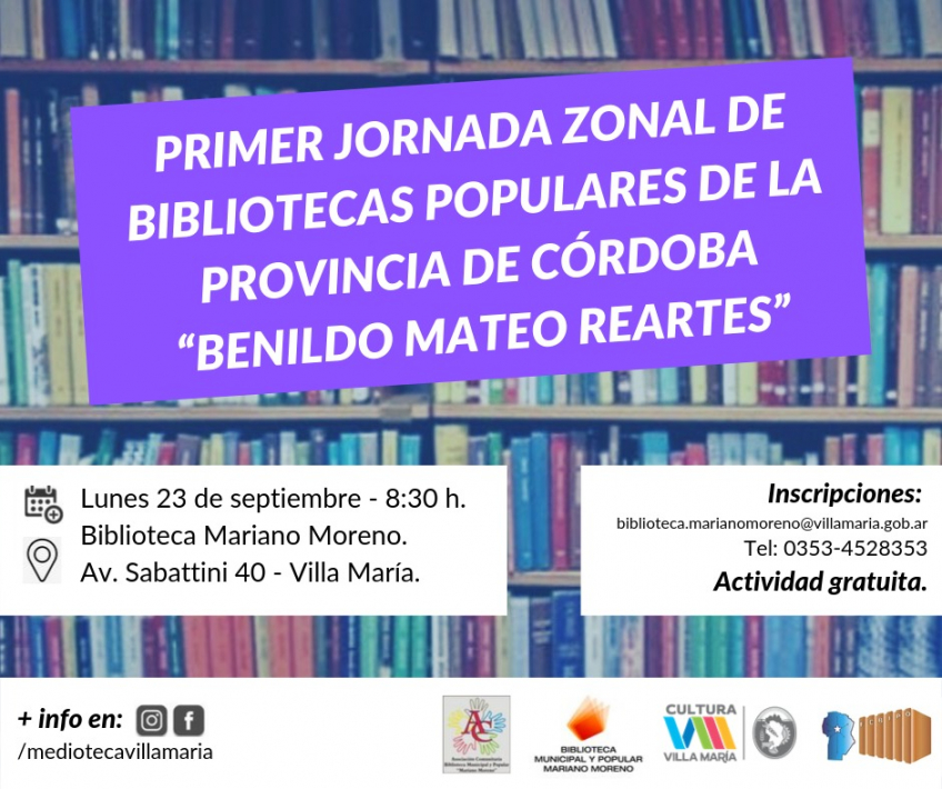Villa María:  En su día, las bibliotecas populares tendrán en Villa María una jornada de capacitación y encuentro para compartir experiencias