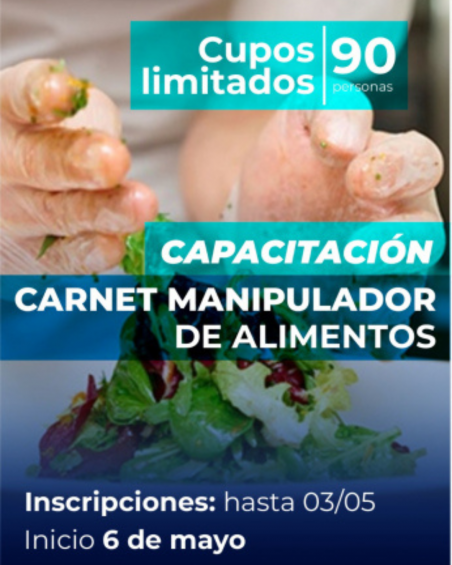Villa María: Comienza la instancia formativa para obtener el Carnet Manipulador de Alimentos