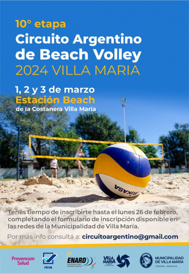 Villa María: La 10° etapa del Circuito Argentino de Beach Volley llega a Villa María