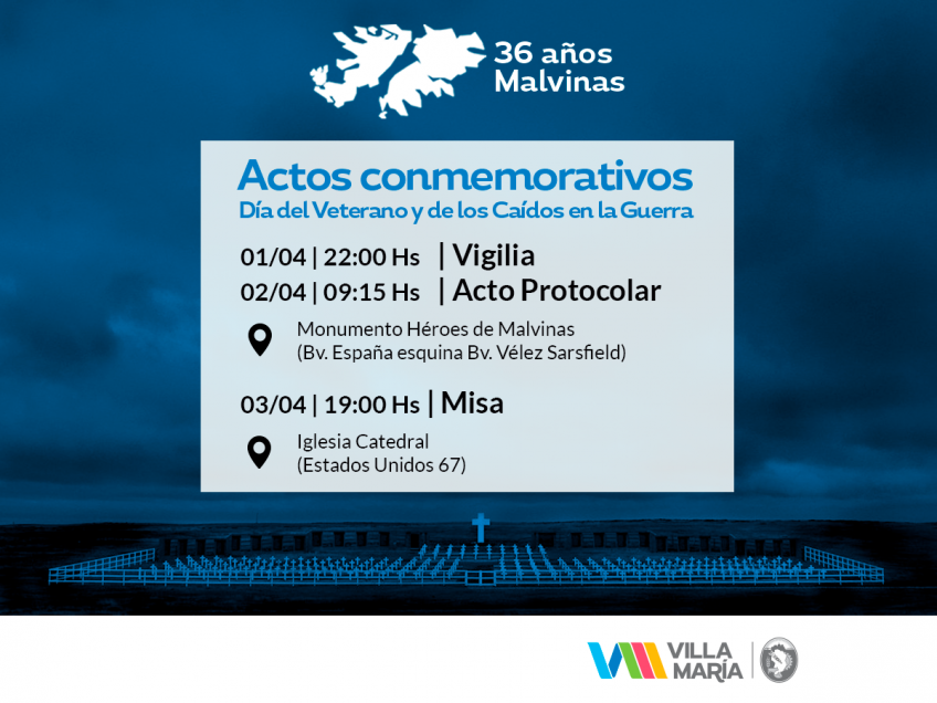 Villa María: El municipio y el Centro de Veteranos de Guerra recordarán el inicio del conflicto bélico en el monumento a los Héroes de Malvinas
