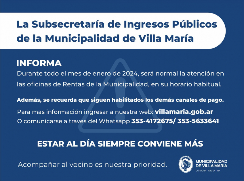 Villa María: Información para todos nuestros contribuyentes
