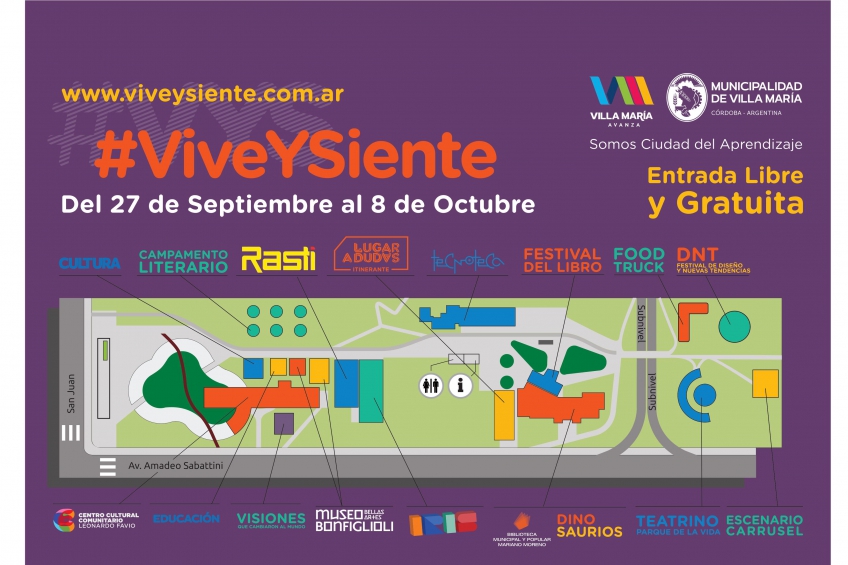 Villa María: Comenzó el armado de carpas que alojarán las muestras interactivas durante los 12 días del Festival Vive y Siente en el Parque de la Vida